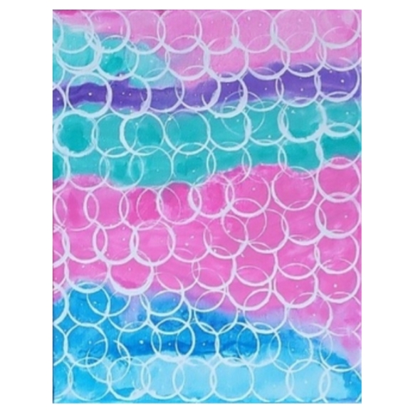 Hand Crafted Mermaid Core Abstract Design 11x14 Inches Canvas Painting - Picture 2 of 4